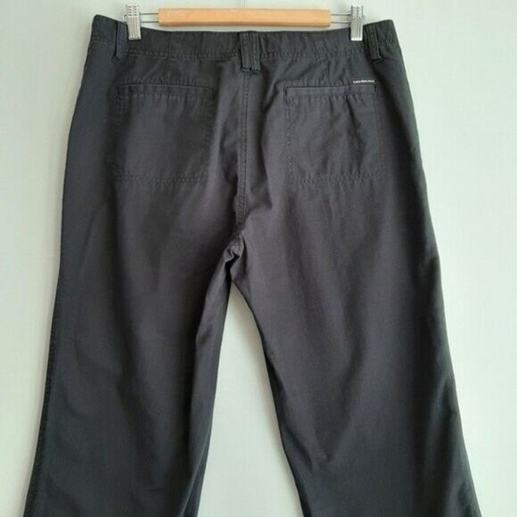 CALVIN KLEIN 100% Cotton Casual Straight Leg Crop Pants Navy Sz 10 - Picture 6 of 9